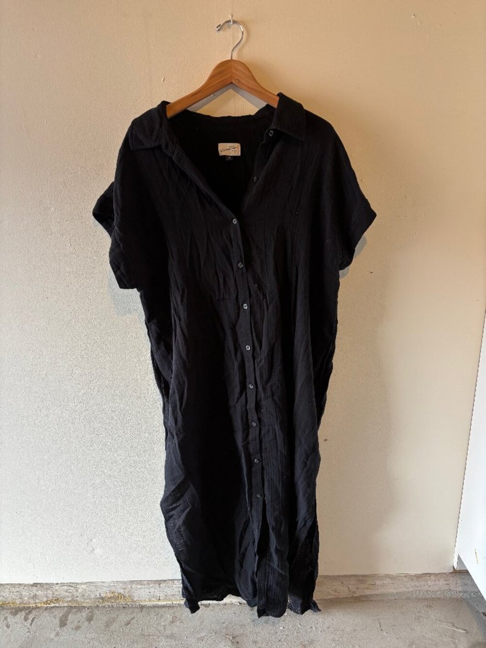 Waffle Weave Black Dress XXL